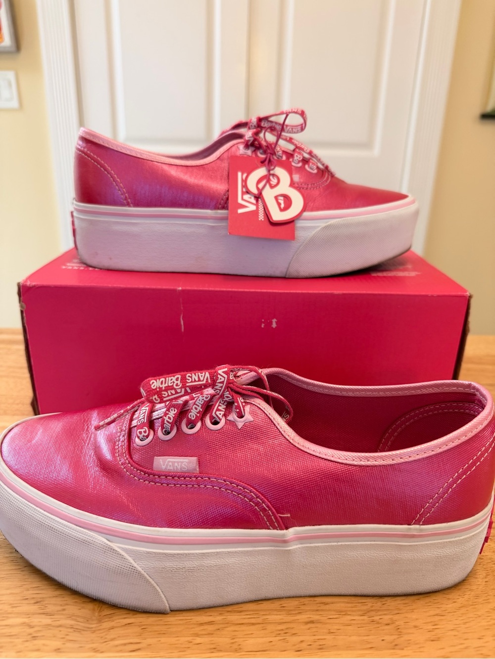 VANS Stackform Pink Metallic Platform Sneakers-Barbie Edition 9